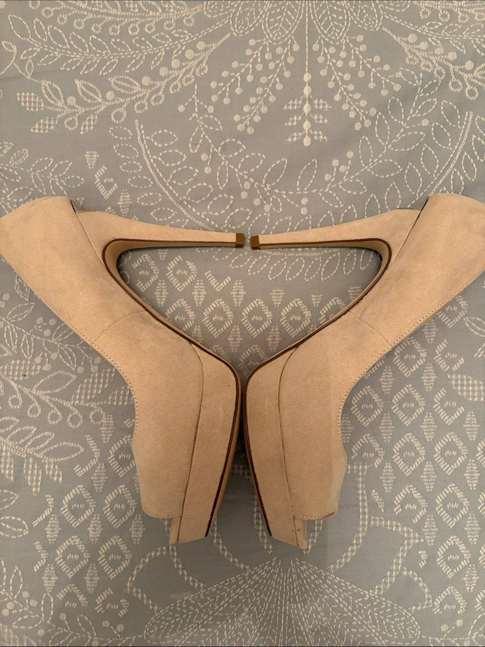 Aldo Nude Suede Peep-Toe Pumps